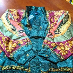 Our lady of Guadalupe silk blend satin jacket men or womens